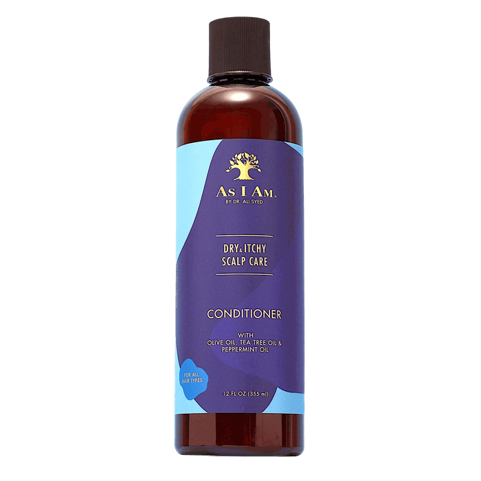As I Am Dry & Itchy Scalp Care Conditioner 12oz for soothing and moisturizing dry, itchy scalp with natural oils and antifungal ingredients