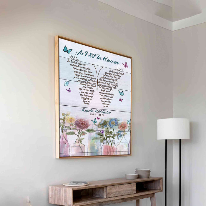 As I Sit In Heaven Loss Of Father Canvas Memorial Prints, Fathers Day Gift, Memorial Canvas Ideas