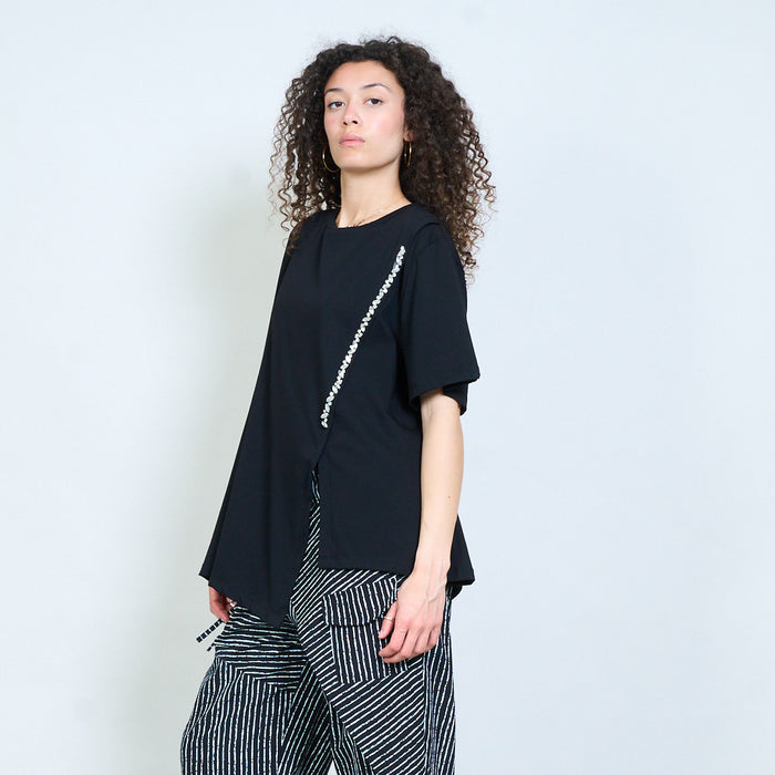Asymmetric blouse with embellished side detail wholesale