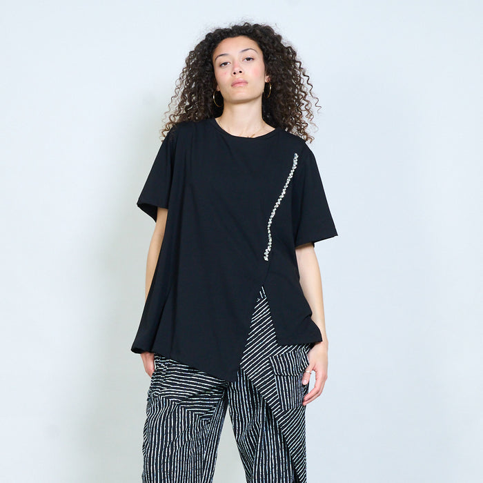 Asymmetric blouse with embellished side detail wholesale