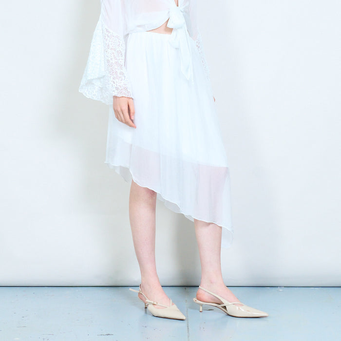 Asymmetric sheer overlay skirt wholesale