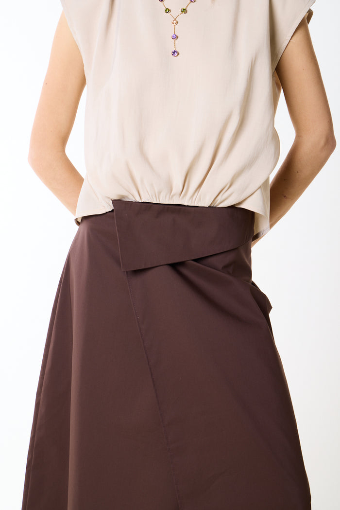 Asymmetric wrap detail midi skirt wholesale