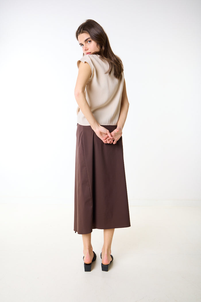 Asymmetric wrap detail midi skirt wholesale