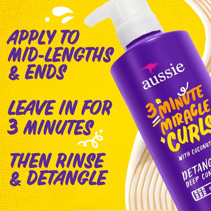 AUSSIE 3 Minute Miracle Curls Detangling Deep Conditioner  بلسم عميق لفك تشابك الشعر الكيرلي من اوسي