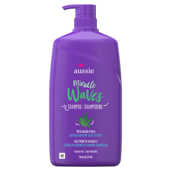 AUSSIE Miracle Waves Anti-Frizz With Hemp Seed Oil Shampoo شامبو الشعر ببذور القنب