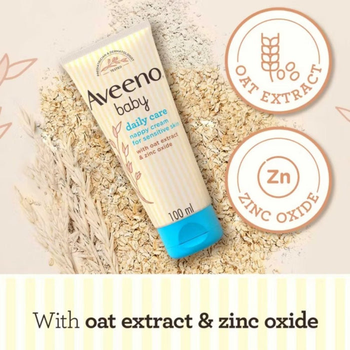 Aveeno Baby Daily Care Nappy Cream 100ml كريم أفينو للعناية اليومية بالحفاضات - Princess Cosmetics Qatar
