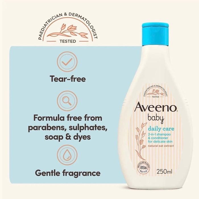 Aveeno Baby Day Care 2 - in - 1 Shampoo & Conditioner 250ml شامبو وبلسم أفينو بيبي داي كير 2 في 1 - Princess Cosmetics Qatar