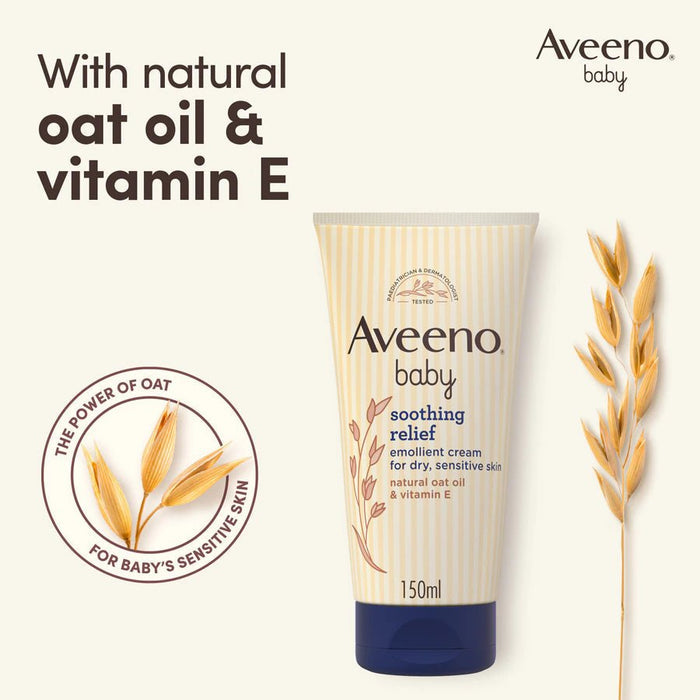 Aveeno Baby Soothing Relief Emollient Cream 150ml كريم أفينو بيبي الملطف والملطف - Princess Cosmetics Qatar