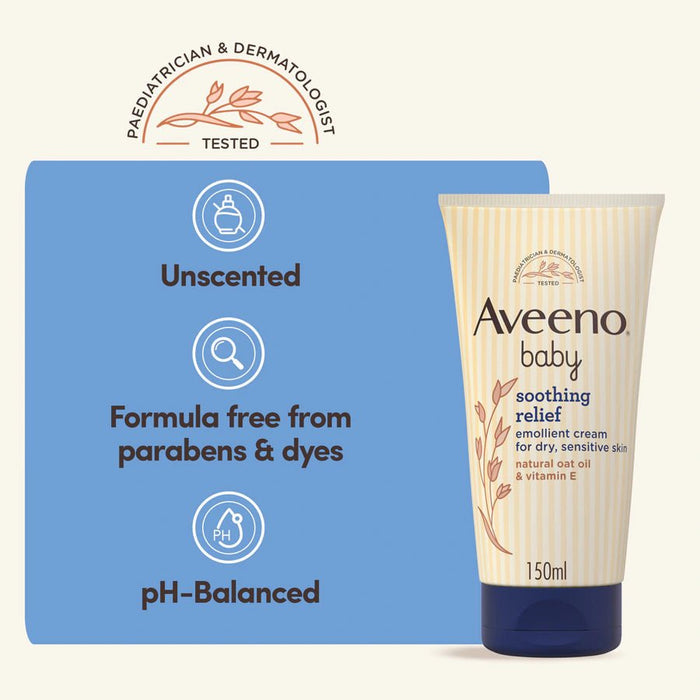 Aveeno Baby Soothing Relief Emollient Cream 150ml كريم أفينو بيبي الملطف والملطف - Princess Cosmetics Qatar