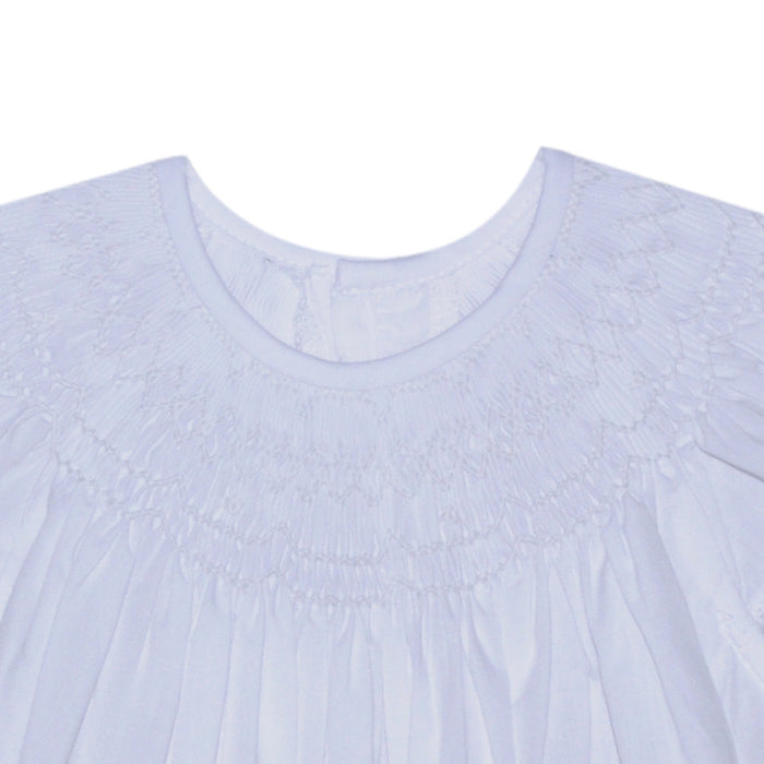 Baby Sen Georgette Angel Sleeve Smocked Bishop Dress-White