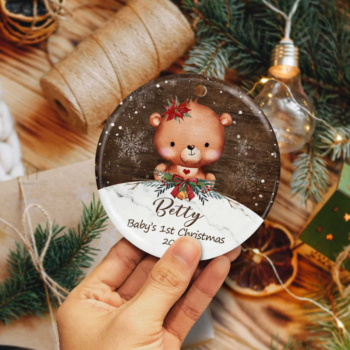 Babys First Christmas Ornament 2022 | Bear Ornament | Memoy-gift.co