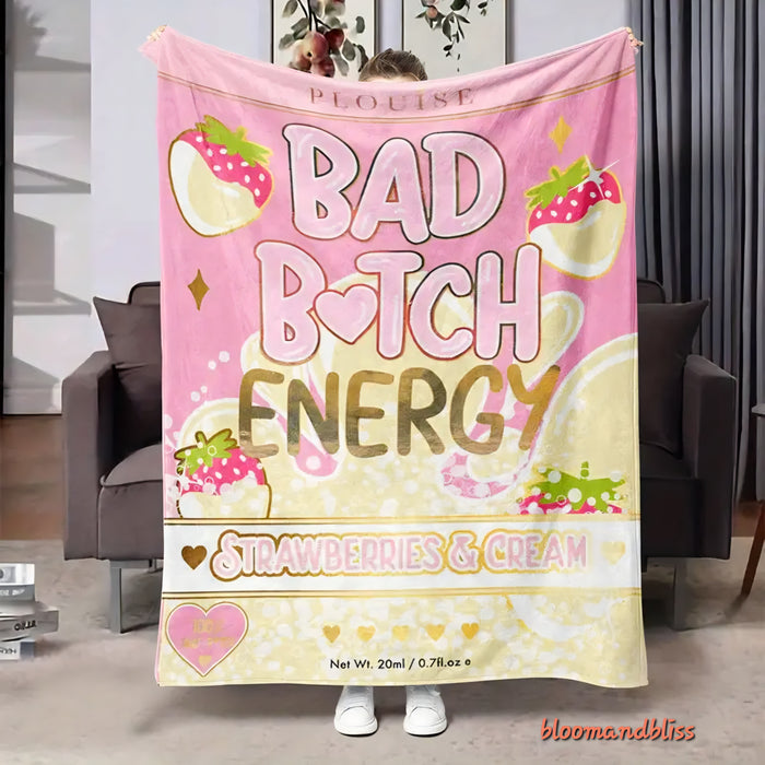 Bad Energy Strawberry and Print flannel blanket 🇨🇳
