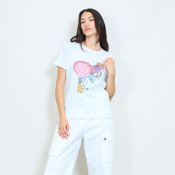 Balloon graphic printed cotton t-shirt wholesale