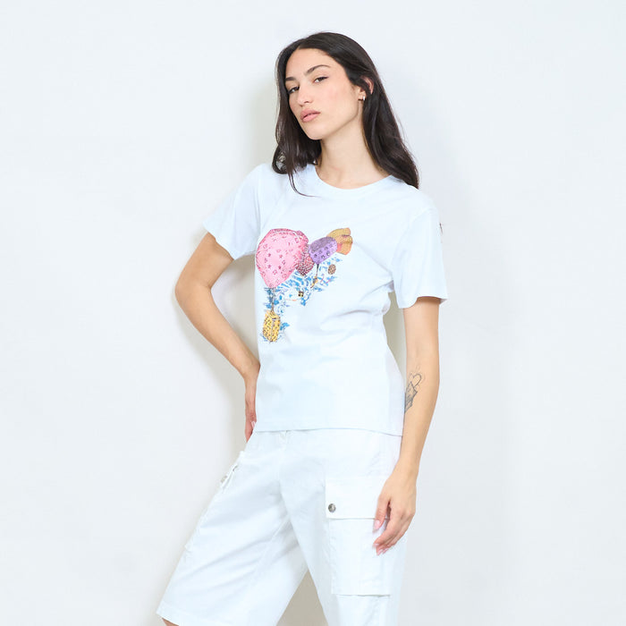 Balloon graphic printed cotton t-shirt wholesale