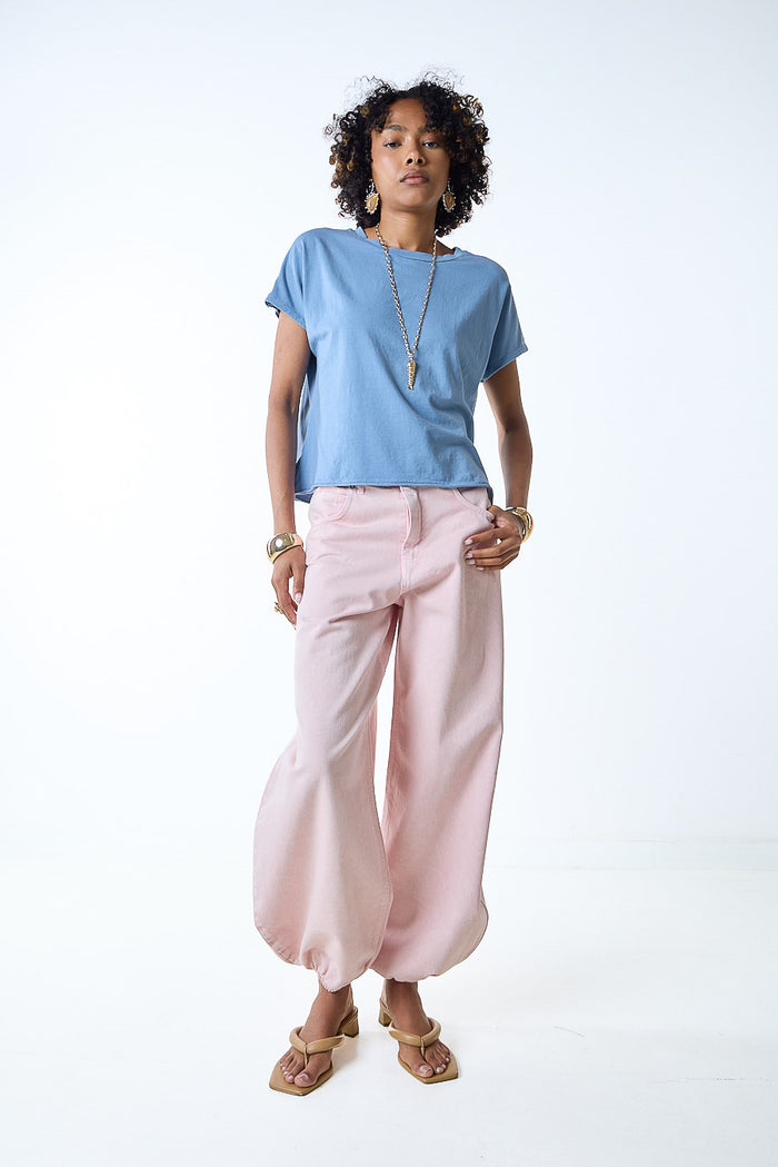 Balloon hem relaxed fit denim trousers wholesale