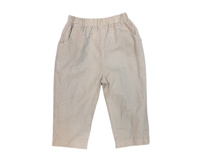 Banbury Beige Gingham Long Elastic Waist Lined Pant