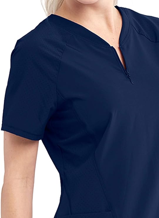 Barco One 2-Pocket Zip V-Neck Perforated Raglan Scrub Top