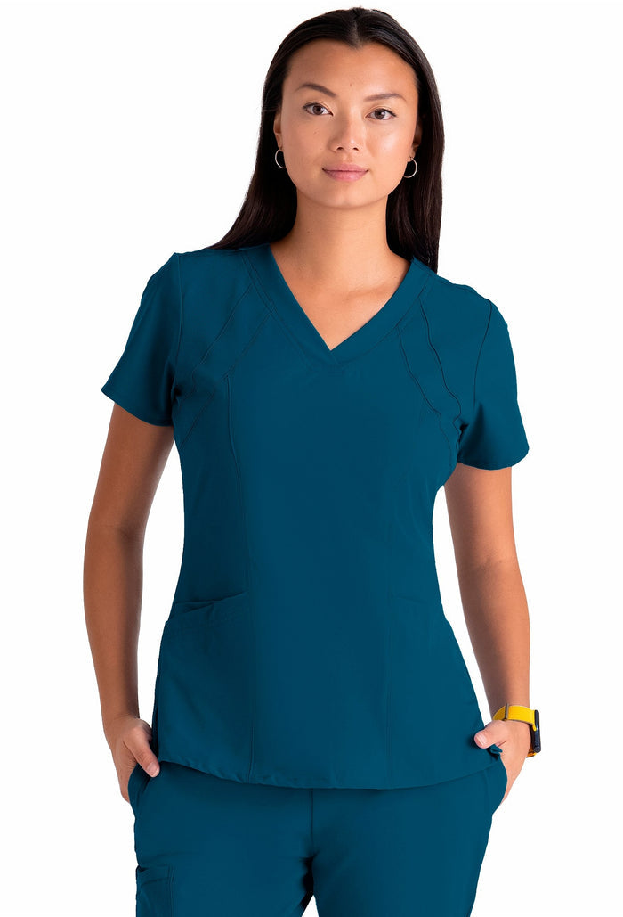 Barco One Perforated V-Neck Princess Scrub Top