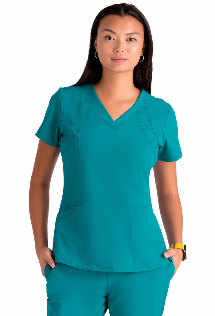 Barco One Perforated V-Neck Princess Scrub Top