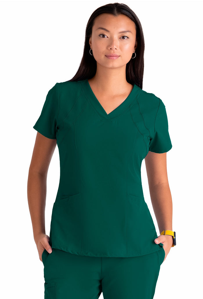 Barco One Perforated V-Neck Princess Scrub Top