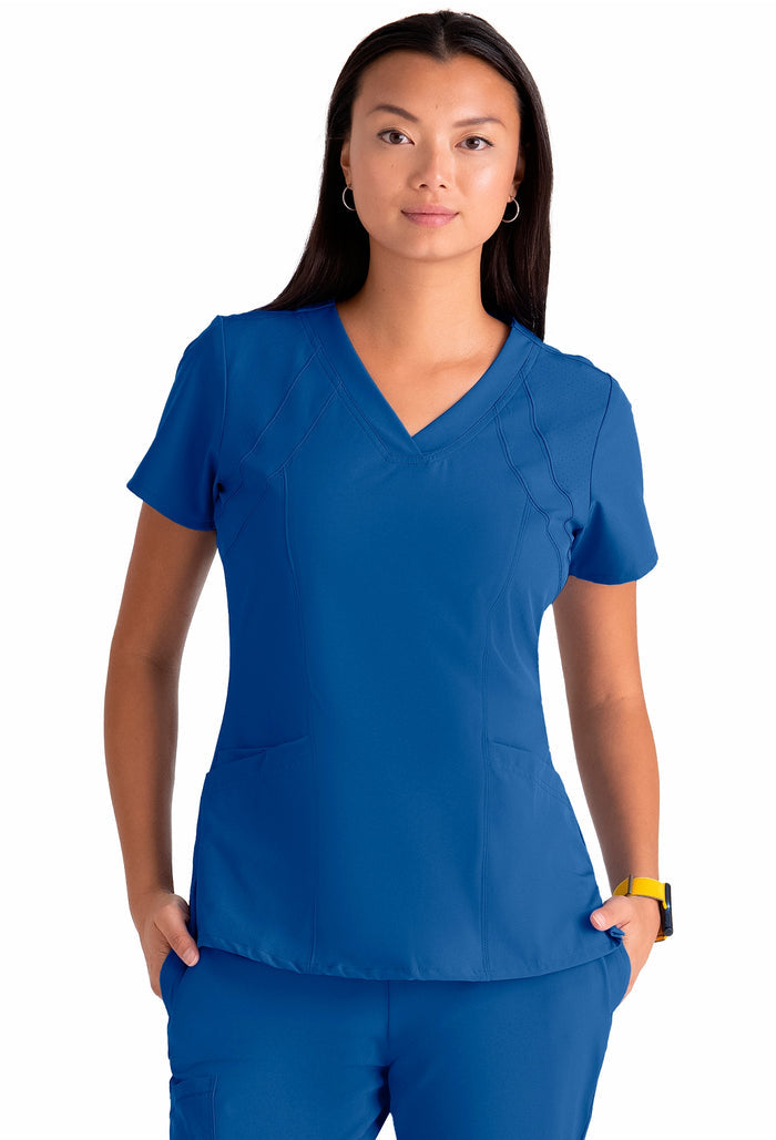 Barco One Perforated V-Neck Princess Scrub Top