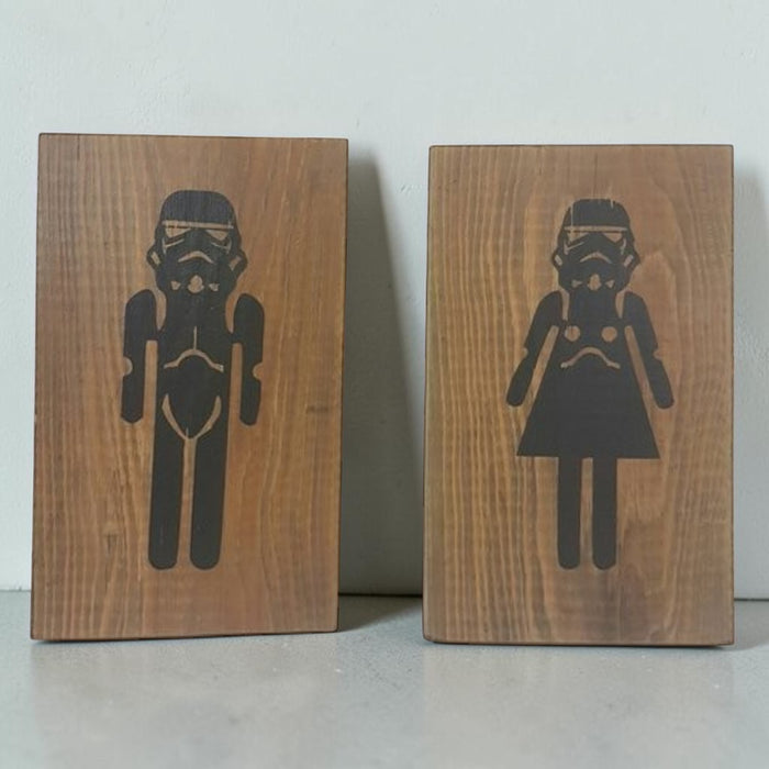 His & Hers Bathroom Signs Stormtrooper Design 6x9