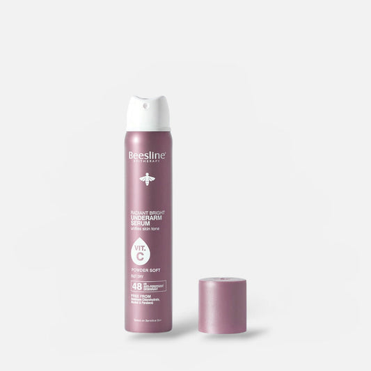 Beesline Radiant Bright Underarm Serum Spray Powder Soft 150ml بخاخ سيروم بيزلاين راديانت برايت لتفتيح منطقة الإبطين، بودرة ناعمة