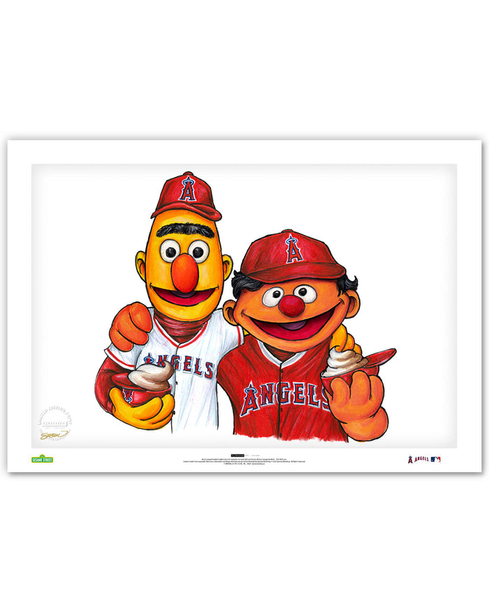 Bert and Ernie x MLB Angels Limited Edition Art Print