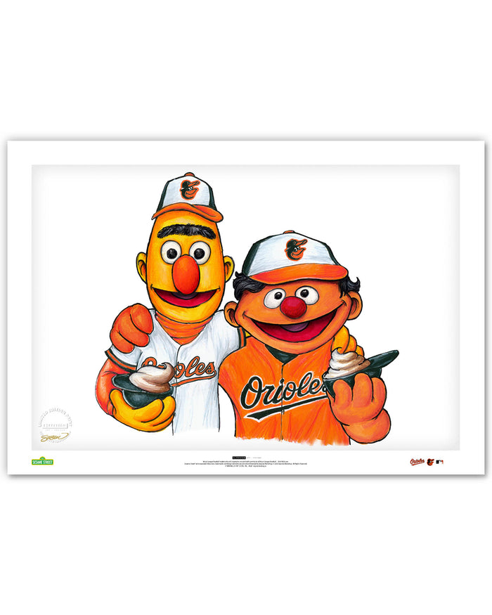 Bert and Ernie x MLB Baltimore Orioles Art Print