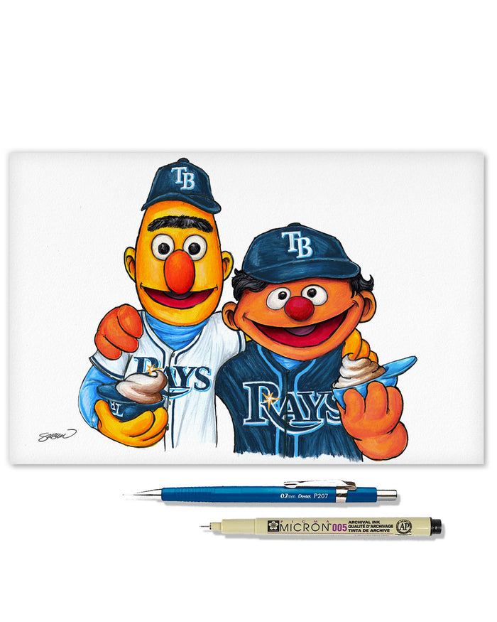 Bert and Ernie x MLB Rays Limited Edition Art Print
