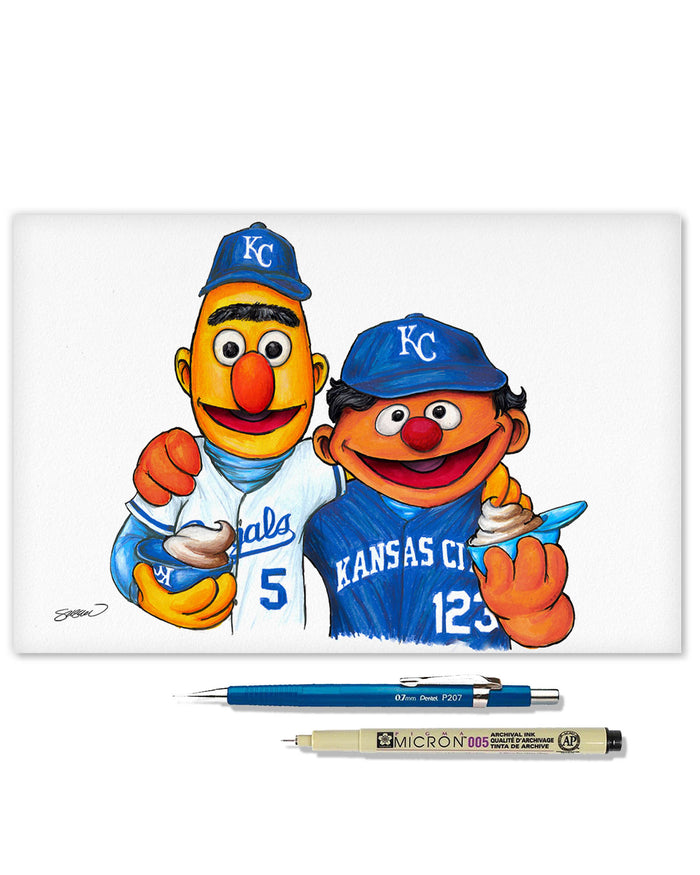 Bert and Ernie x MLB Royals Limited Edition Art Print