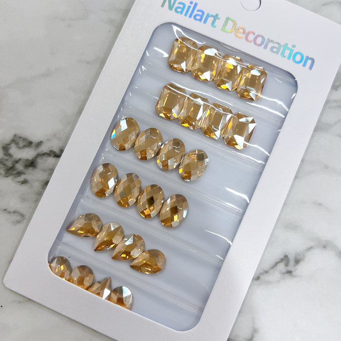 Big Flat Back GOLD Rhinestone