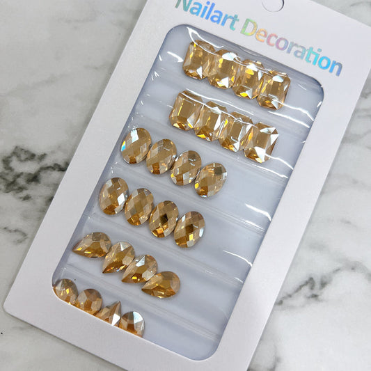 Big Flat Back GOLD Rhinestone
