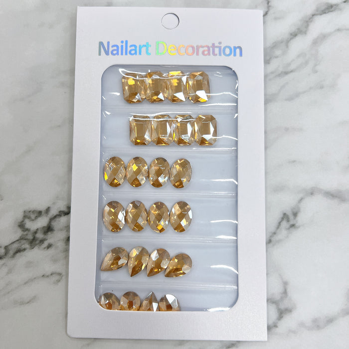 Big Flat Back GOLD Rhinestone