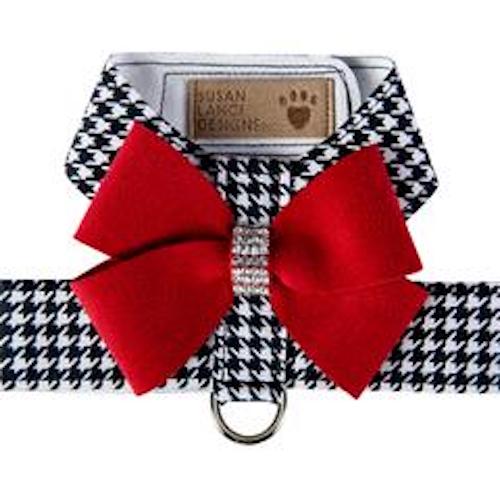 Black and White Houndstooth Red Nouveau Bow Tinkie Harness