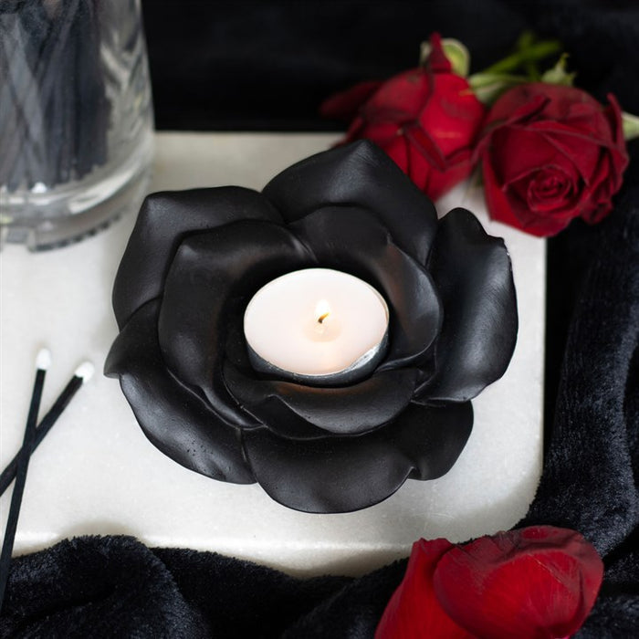 Black Rose Resin Tealight Candle Holder 🇬🇧