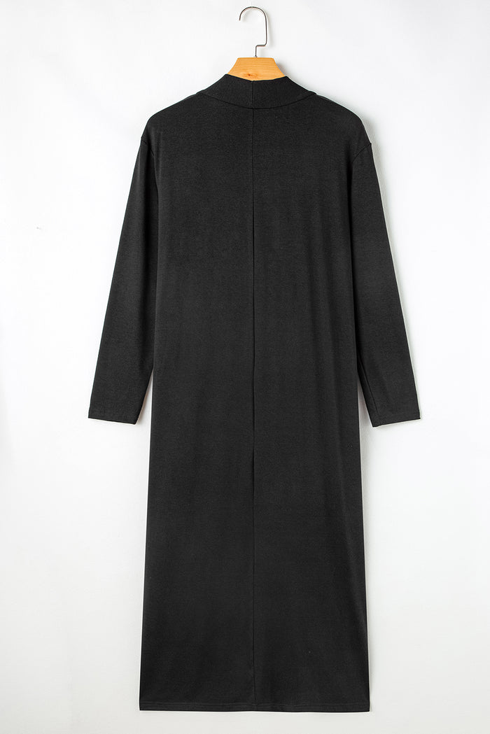 Black Split Long Cardigan and Skinny Pants Lounge Set 🇺🇲
