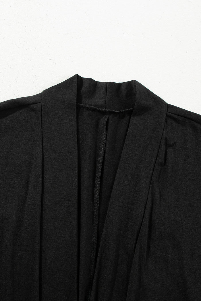 Black Split Long Cardigan and Skinny Pants Lounge Set 🇺🇲