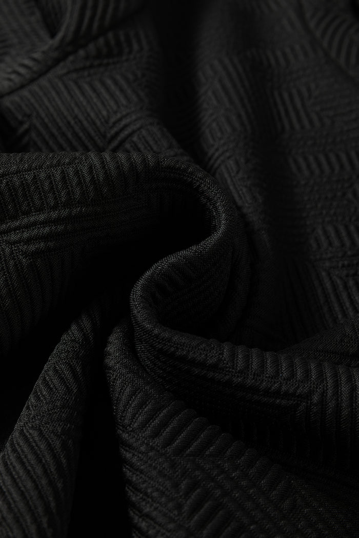 Black Textured Puff Sleeve Top and Pants Set 🇺🇲