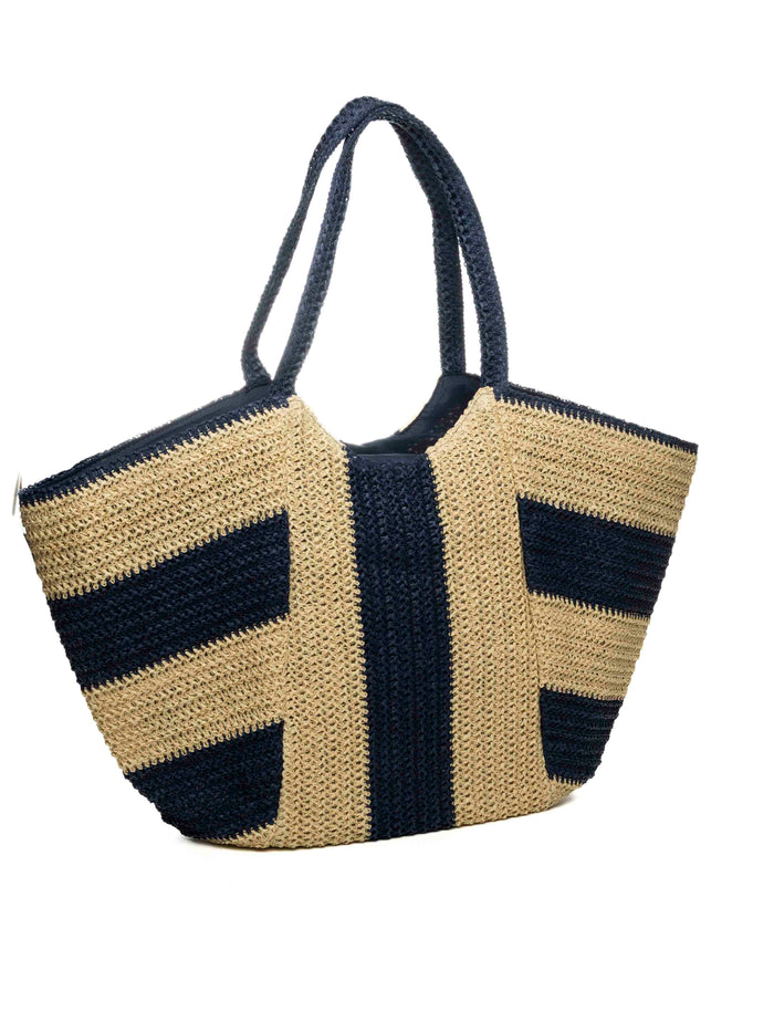 HATYOU borsa a spalla carta blu/naturale BP0371 CARTA-BLU