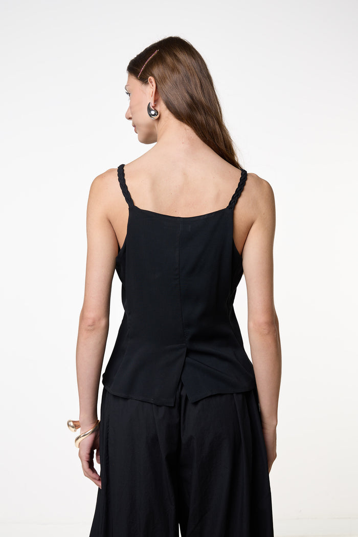 Braided strap button front top wholesale