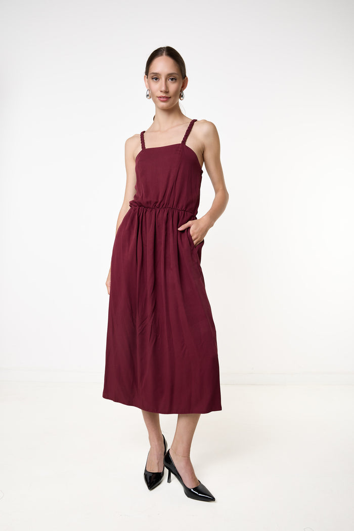 Braided strap midi dress wholesale