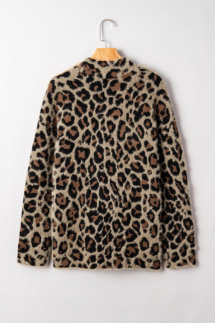 Brown Leopard Open Casual Cardigan 🇺🇸