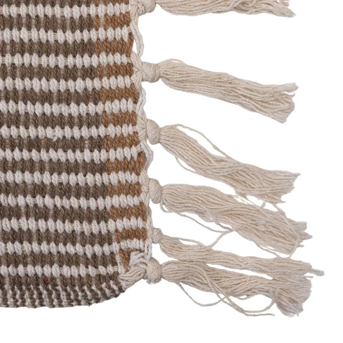 Brown Striped Woven Recycled Cotton Blend Throw - Madison's Niche