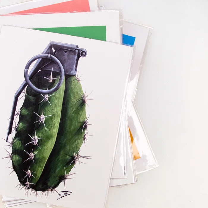 Cactus Grenade Paper Art Pint