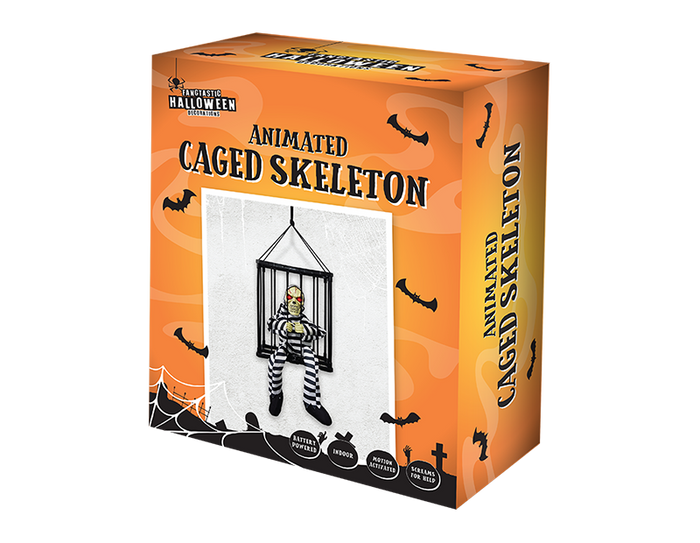 Caged Skeleton Animated Prisoner Decoration 🇬🇧