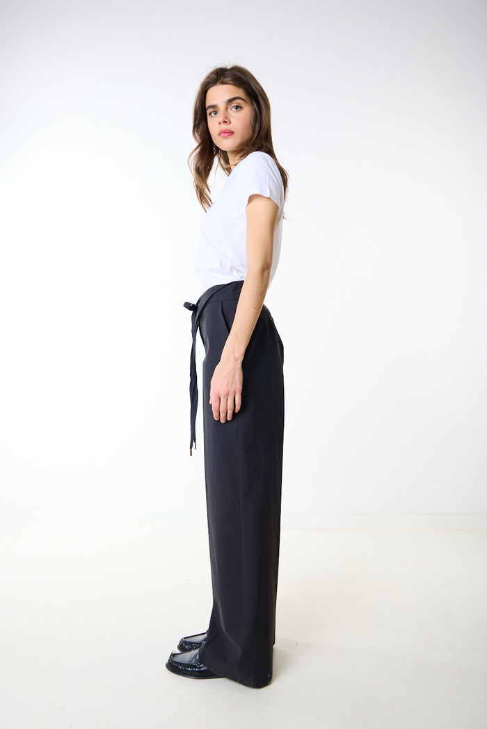 Cargo pocket wide leg drawstring waist trouser wholesale