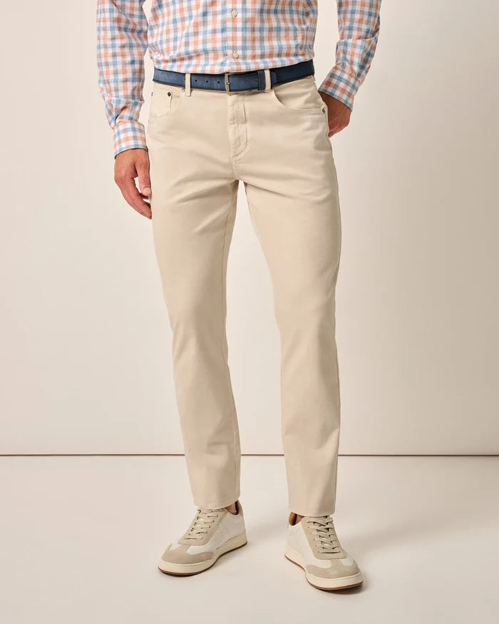 Carmel Sateen 5-Pocket Pants in Stone - Madison's Niche