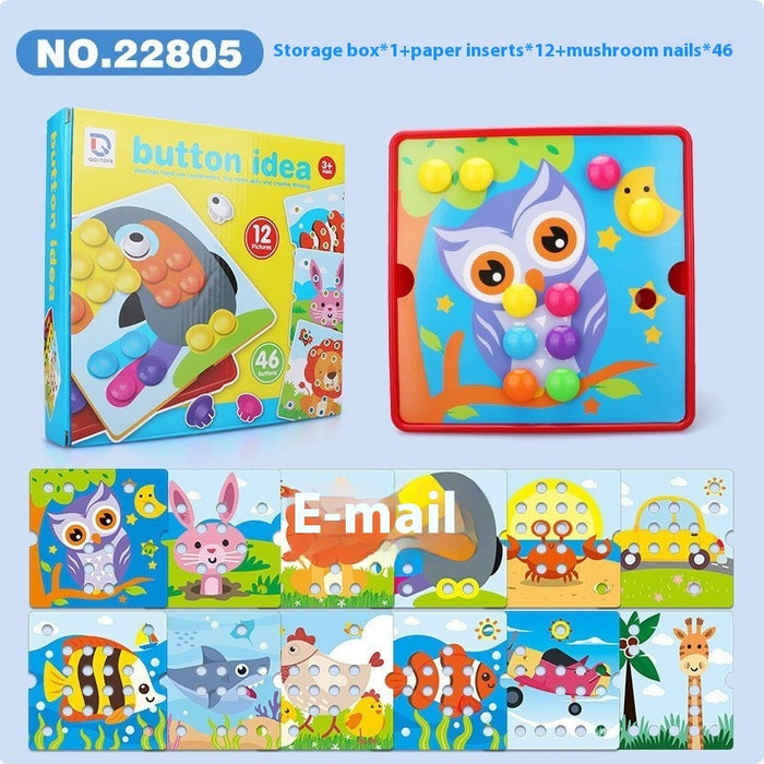 Children's Button Puzzle Mushroom Nail Early Education Perception Educational Toys 🇨🇳