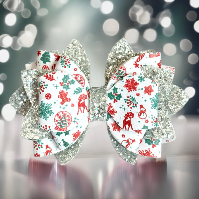 Christmas Cheer Glitter Tumbler Bow